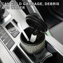 1pc Car Ashtray, Smokeless Design, Sparkling Diamond Crystal Car Ashtray With Lid, Portable, Suitable For Office And Home Use, Fits All Car Models, Fashionable Creative Design, Women's Style, Durable Plastic Car Ashtray - Multicolor - View 8