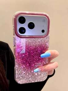 Premium Korean Style Glitter Gradient Purple Heart Phone Case Compatible With Iphone 18 Pro Max, Apple 16 New 15 Pro, Girly 16 PM, Unique 17 Pro Protective Cover - Red Violet - View 3