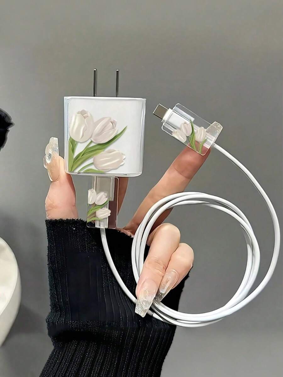 Daisy Apple 16 Pro Max Charger Protective Case Premium 15 Pro Fast Charging 30W Charger Head Protective Shell 14 Cute 13 Data Cable Winding Rope Anti-Break - Multicolor - View 1