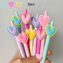 5/10pcs Heart-Shaped Pens 1.0mm Suitable For Wedding Party, Office Stationery, Colleague Teacher Birthday Gift, Back To School Essential, Holiday Gift - Multi-color - View 8