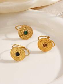 3PCS/1PC Stainless Steel Minimalist Geometric Round Ring, Suitable For Women's Daily And Party Wear - Multicolor - View 3