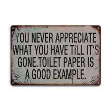 Vintage Metal Sign (12" X 8") - Funny Retro Quote Wall Decor, Suitable For Garage, Club, Home Bar, Cafe, Men's Space - Multi-Purpose Hanging Wall Sign, English - Toilet Paper Humor Example - 1PC - View 1