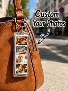 Custom Rectangular Photo Keychain | Personalize With 4 Photos | Gift For Pet Lovers | Car & Backpack Charm | Photo Booth Style Keychain | Dual-Photo Design | Memorial Gift | Key Ring | Anniversary Mini Photo Booth Keychain | Photo Keyring - Multicolor - View 6