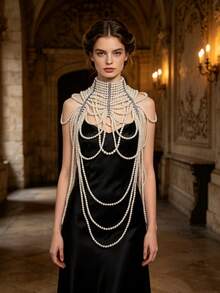 ZHENGHEN Luxury Women's Body Chain, Featuring Unique Diamond Inlay Design, A Romantic Accessory For Wedding Gowns - White - View 3