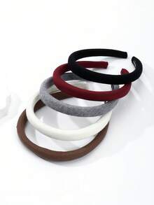 1pc Solid Color Fashion Minimalist Elegant Wide Band Knitted Sponge Headband High Crown Hair Accessory For Daily/Date/Commute - Multicolor - View 3