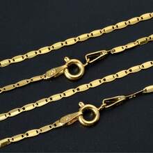 14k Gold Plated Flat Smooth Copper Necklace, Unisex, Suitable For DIY Chain, Everyday Wear - Yellow Gold - View 1