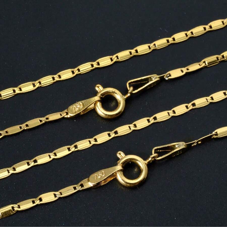 14k Gold Plated Flat Smooth Copper Necklace, Unisex, Suitable For DIY Chain, Everyday Wear - Yellow Gold - View 1