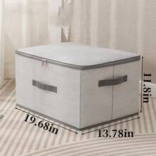 Gray And White Striped Fabric Storage Box, Full Zipper Design, Dual Fabric Handles, Foldable Dust-Proof Stackable Closet Organizer, Large Capacity Storage Container, Suitable For Clothes, Blankets, Bed Sheets, Toys, Bedroom Wardrobe, Dorm And Apartment Home Storage - Multicolor - View 8