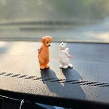 2pcs Creative Cute Cat & Dog Couple Gift, Car Dashboard & Desktop Ornament, DIY Car Interior, Office Desk & Computer Screen Decor Accessory, Holiday Couple Gift - Cat and Dog Couple - View 1