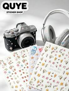 1 Set Adesivos, Scrapbook Supplies, Mixed Pattern Decor Stickers, Floral, Marine And Fruit Motif Decals, Self Adhesive Ornament Stickers For Nail, Phone, Gadget Surface Decoration - STZ-5D120121122 123 - View 2