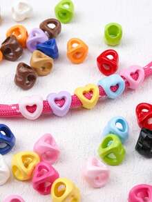 10pcs Colorful Large Hole Hollow Heart Beads For Jewelry Making ...