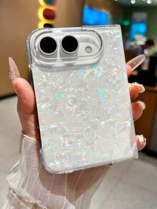 1pc Fashion Cute Simple Dropping PC Material Shell Pattern Element Folding Phone Case, Can Protect And Prevent Falling: SamsungGalaxy Z Fold 5/SamsungGalaxy Z Fold 6/SamsungGalaxy Z Fold 7/SamsungGalaxy Z Fold 8 Ultra/SamsungGalaxy Z Fold 8/IPhoneDuo - White - View 9