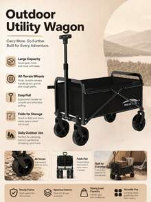 1pc Outdoor Camping Cart, Foldable Trolley, Rear-Entry Camping Wagon, Portable Large Capacity Shopping Cart - Stroller - View 4