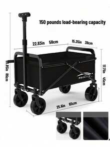 1pc Outdoor Camping Cart, Foldable Trolley, Rear-Entry Camping Wagon, Portable Large Capacity Shopping Cart - Stroller - View 5