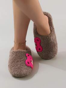 Cute Cartoon Embroidered Bear Plush Silent Soft Sole Women's Indoor Slippers Floor Socks - Coffee Brown - View 5