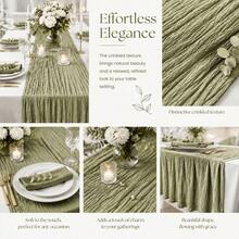 10 Pack Sage Green Cheesecloth Table Runner, Boho Gauze Table Runner, Rustic Semi Sheer Fabric Table Runner For Wedding, Bridal Shower, Baby Shower, Birthday Party, Farmhouse Dining Table Decor, Table Centerpiece And Home Decoration - A - View 6