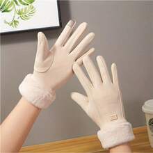 1 Pair Women's Autumn/Winter Warm Gloves, Touchscreen Sensitive, Thick Windproof, Cute Style, Suitable For Students, Cycling And Daily Use. - Multicolor - View 1