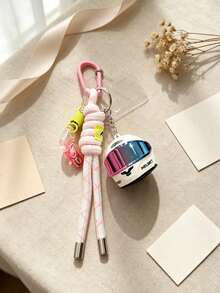 1pc Creative Colorful Motorcycle Helmet Keychain, Couple Bag Charm Keychain, Motorcycle Helmet Phone Lanyard, Car Keychain Gift - Multicolor - View 2