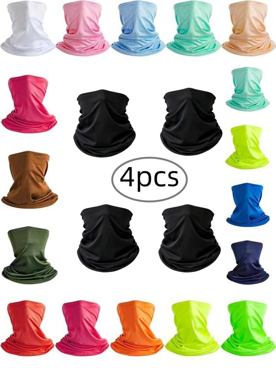 4pcs Breathable Face Mask Neck Cover Sun Protection Windproof