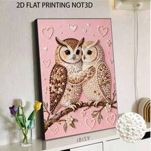 新款珍珠繪畫情侶貓頭鷹主題無框DIY手工鑽石貼畫創意鑽石繪畫套裝，適合臥室裝飾、客廳牆面藝術、房間裝飾、藝術品，朋友生日禮物、聖誕節、新年、情人節、節日禮物，充滿新穎與創意 - 珍珠畫 - 查看 7