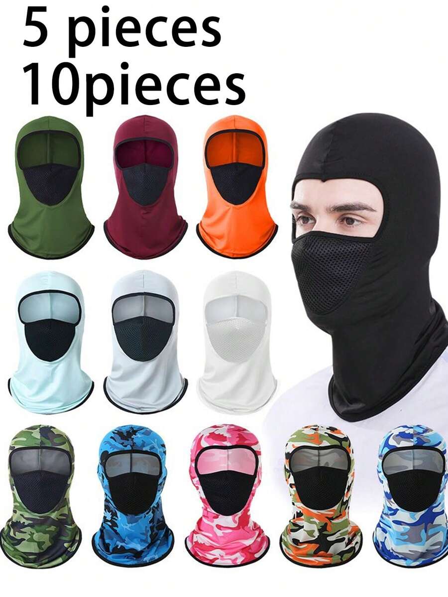 5/10pcs Outdoor Camouflage Head Scarf Face Mask Sun Protection Neck Warmer Integrated Riding Head Cover, Universal Breathable Balaclava, Multi-Purpose Riding Face Mask Neck Warmer, All-Season Head Cover, Essential For Riding, Outings, Running - Multicolor - View 1