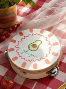 Custom Name 6 Inch Cute Fruit Wedding Tambourine, Personalized Dopamine Strawberry Lemon Avocado Handheld Tambourine With Jute Rope Trim For Summer Wedding, Bridal Shower, Reception, & Dancing (Drumstick Not Included) - Multicolor - View 13