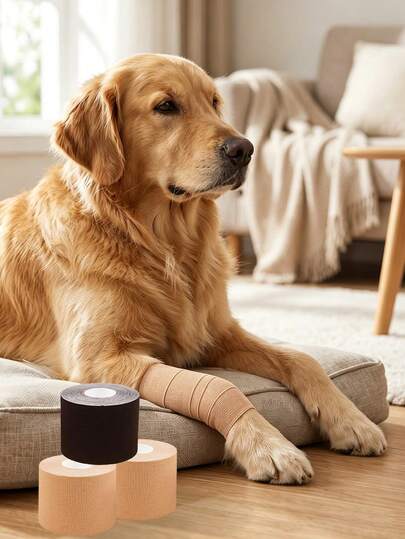 1Pc Pure‑Colored Breathable Self‑Adhesive Tape, Flexible Cohesive Bandage For Cats Dogs Horses, For Wrist Ankle Knee Head Body