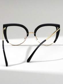 1 Pair Women's Cat Eye Oversized Metal Frame Non-Prescription Glasses, Versatile Street Style, Suitable For Daily Wear And Accessories - Clear - View 5