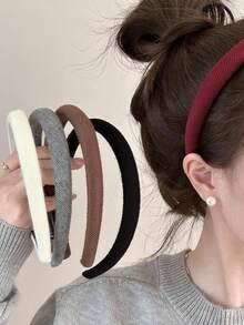 1pc Solid Color Fashion Minimalist Elegant Wide Band Knitted Sponge Headband High Crown Hair Accessory For Daily/Date/Commute - Multicolor - View 9