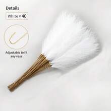 40Pcs Artificial Pampas Grass Bohemian Style Home Decor Vase Filler Artificial Plants Modern Garden Decoration - White - View 7