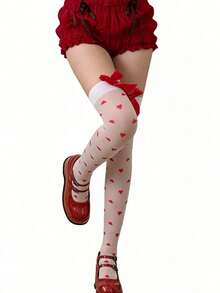 Élanzette 1 Pair Bow Y2K Lolita Over-The-Knee Socks Japanese JK Sweet Thigh-High Socks - Multicolor - View 12