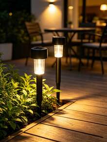 1/5/10/12pcs Black Plastic Solar Lawn Lights, Transparent Shade LED Solar Ground Stake Lights, Waterproof Outdoor Pathway Decorative Lights, Suitable For Yard, Patio, Sidewalk, Backyard, Entrance Porch - Multicolor - View 6