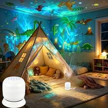 Dynamic Dinosaur Projection Light USB Plug-In Night Light, 360° Adjustable Angle, Whole Room Dinosaur Projection Lamp, Suitable For Living Room, Party Decoration, Birthday And Christmas Gifts - White - View 2