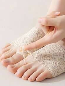 QKC 1 Pair Heart-Shaped Women's Anti-Slip Front Sole Pads, Suitable For High Heels And Casual Shoes - Beige - View 3