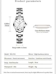 OLEVS 3735 Elegance Original Quartz Movement Watch For Women Diamond Dial Brand HD Luminous Function 30m Waterproof Watch - One Size - View 9