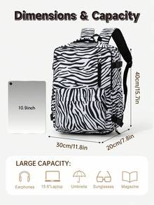 myco bags 時尚斑馬紋背包，Wizz Air 機艙尺寸 40x30x20 cm，旅行飛行背包，可輕鬆放入座位下方，便攜式，符合旅行/行李/機艙要求 TSA 背包，適用於飛機/學校包，聖誕節萬聖節禮物 - 彩色 - 查看 6