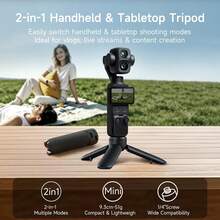 Auto-Opening Mini Tripod, 2-In-1 Handheld Grip & Tabletop Camera Stand With 1/4"-20 Screw Mount, Compact Pocket Tripod For Pocket 3 Gimbal, 360 & Action Cameras, Vlogging, Travel, Live Streaming & Content Creation - View 5