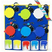 hoojojo 17Pcs Blue Sheep Felt Story Set, Montessori Teaching Aids, Color Sorting Game, English Reading Storytelling Props, Classroom Learning Supplies, Teacher Teaching Aids, Parent-Child Interactive Game - Multicolor - View 2