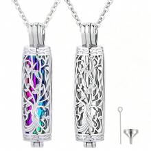 Cylinder Cremation Jewelry Tree Of Life Urn Ashes Necklace For Human Pet Vial Cremation Ash Pendant Loved One Memorial Jewelry - Multicolor - View 1