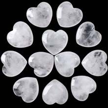 Natural Clear Crystal Heart-Shaped Love Stone Soft Heart Healing Crystal Set, For Chakra And Reiki, Home Decor (0.8 Inch) - White - View 1