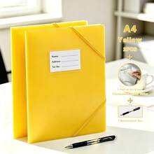 A4 Plastic Elastic Band Folder With Name Label Pocket, Document Storage Binder, Includes 1 Pack Of 50 Transparent Sticky Notes And 1 Retractable Pen, Stationery For Students, Teachers, Office, Home And School - Sets - View 13