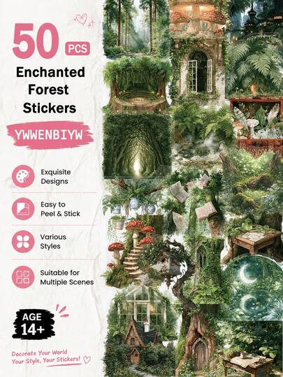 50pcs Enchanted Forest Stickers For Adults Teens Sticker Enthusiasts Scrapbooking Journaling Laptops Skateboards Party Favors More, Add A Fun Touch To Your Devices!