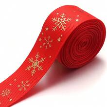 5 Yards 2.5cm Gold Foil Polyester Green Red Christmas Satin Ribbon Bows, Christmas Snowflake Christmas Tree Snowman Print Ribbon Webbing For DIY Christmas Party Decoration Gift Wrapping Bows Crafts - Christmas Collection - View 22