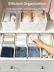1pc Foldable Fabric Storage Box Closet Organizer Drawer Divider, Suitable For Clothes, Underwear, Bras, Socks And Other Intimate Apparel, Space-Saving, Black Home Decor Dorm Essentials Storage Box, Home Necessities - Multicolor - View 2