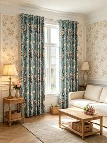 1PC Oil Painting Style Large Rose 70% Blackout Curtain, Grommet Top Printed Floral Botanical Vintage Fabric Curtain, Suitable For Holiday Home Decor - Multicolor - View 1