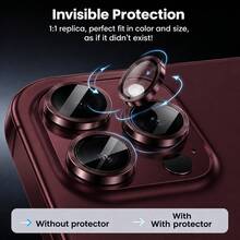 XINHONGYU 10pcs Deep Cherry Red Phone 18 Pro Max/Phone 18 Pro/Lens Protector Film Compatible With Phone 17 Pro Max, Anti-Drop Anti-Scratch, Fits Phone Case, Easy Installation, Made Of 9H Tempered Glass, Camera Protection Accessory, Compatible With 17Pro Max/17Pro/17Air/16Pro Max/16Pro/16Plus/16/15/14/13/12/11, Phone Accessory, Also Suitable As Gift For Friends And Family - Deep Red - View 5