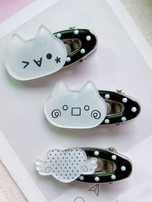 6件組貓咪髮夾，波點可愛喙形夾，天使之翼側邊髮夾，日常髮飾，女性配件（不含紙卡） - 彩色 - 查看 4