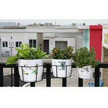7Pcs Fashion Round Metal Hanging Planters - Perfect For Balcony, Garden, And Indoor Decor, Grow Succulents And Greenery On Hanging Racks - Recolor - View 7