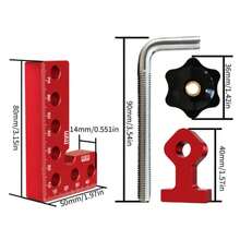 Aluminum Alloy 90 Degree Right Angle Clamp, Woodworking Corner Positioning Ruler, Right‑Angle Locator For Picture Frame, Cabinet, Drawer And Box Assembly, Wood Working Hand Tool - Red - View 3