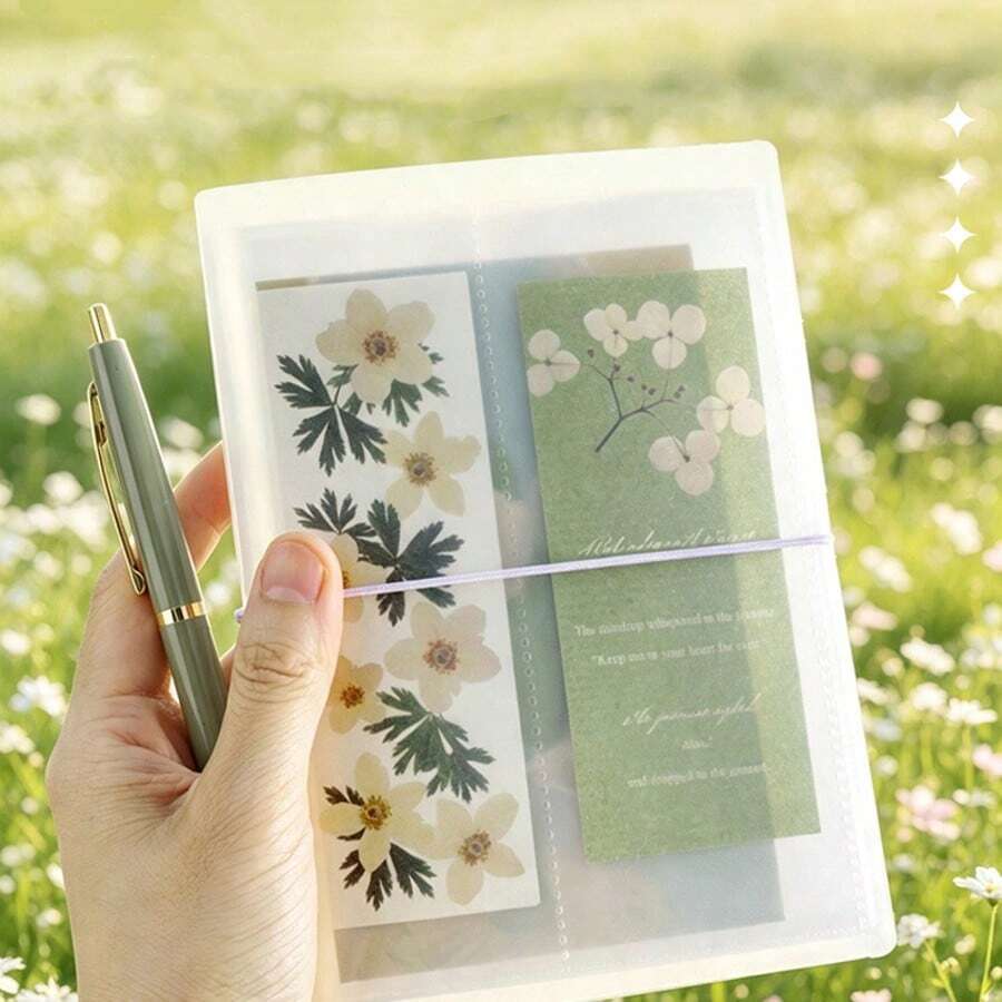 1pc Double-Slot Storage Photo Album, Sticker Small Card Postcard Storage Book, Memorial Album, Idol Card Collector Book, Transparent Frosted Cover, Partitioned Storage, Creative DIY Cover - Photo Album - View 1